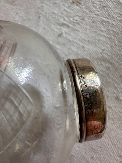 Antique elegant Edwardian style silver collared cut glass vase