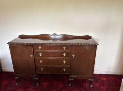 Vintage mahogany sideboard with drawers and cupboards