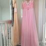 Blush Pink Deep V-Neck Beaded Sequin Lace-Up Chiffon Evening Gown Image 3