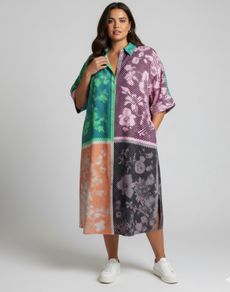 Essentiel Antwerp Garnet Shirt Dress Sz 12UK 8US L Oversized Maxi Midi Kaftan