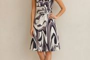 Elegant Black &amp; White Abstract Print Dress - Size 36 (EU)