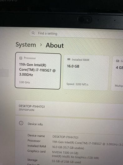 Lenovo Thinkpad T14s i7 pro 11gen 16/256 with 4gb graphic