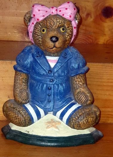 Vintage Wright Studios Cast Iron Teddy Doorstop