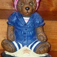 Vintage Wright Studios Cast Iron Teddy Doorstop