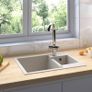 Kitchen Sink with Overflow Hole Double Basins Beige Granite Image 8