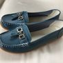 Ladies Brand New Blue Leather Moccasin Shoes Size 8 or 42 Image 5