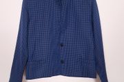 Genny Vintage Navy Blue Black Checked Mandarin Collar Short Jacket 8UK/36EU