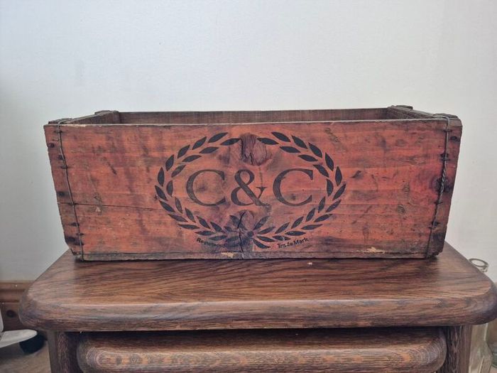 Vintage C&C Wooden Crate & Antique Bottle Collection 1970s / Victorian Era