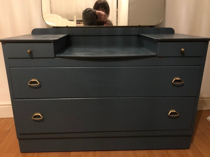 retro / mid century dressing table with 4 drawers and mirror.