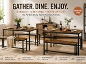Dining Table and Bench Set for 8 People