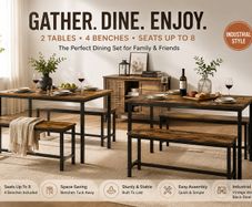 Dining Table and Bench Set for 8 People