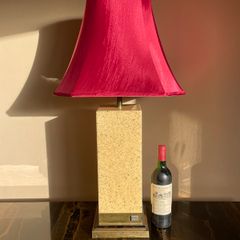 Mid Century French Table Lamp, Vintage Jean Claude Mahey, Lacquer Brass Chrome, 70s