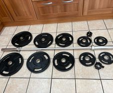 High End Urethane Olympic Weight Plates + 6 Foot 15kg Olympic Barbell!!