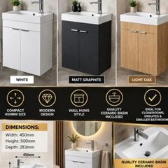 Faro cloackroom units and basin 450x500x283