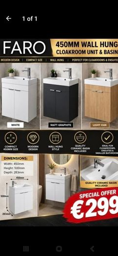 Faro cloackroom units and basin 450x500x283