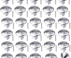 30Pcs Kitchen Door Knobs Chrome Cupboard Knobs Silver Cupboard Handles Brushed Steel Cabinet Knobs Mushroom Drawer Knobs Round Pull Handles Cupboard Handles Door Handle Knobs for Furniture Wardrobes