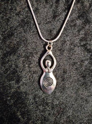 Goddess with Sacred Spiral pendant on Sterling Silver Chain