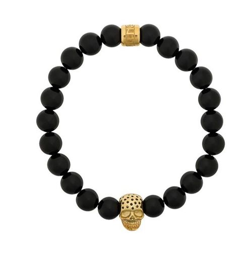 Northskull skull charm bracelet men One Size Black onyx