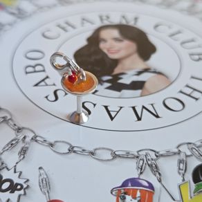 Thomas Sabo  Cocktail charm 925 sterling silver with orange/enamel and a small  red cherry detail
