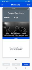 Nick Cave Tickets VIP
