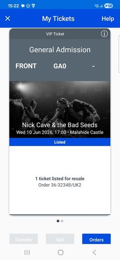 Nick Cave Tickets VIP