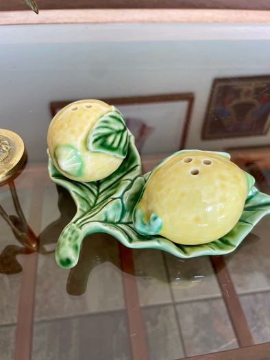 Vintage Collectable Portuguese Lemon Condiment  Shakers Bordallo Pinheiro