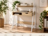 Desk Office Table Work Table with drawer white and natural
