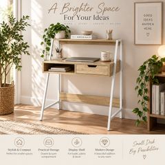 Desk Office Table Work Table with drawer white and natural