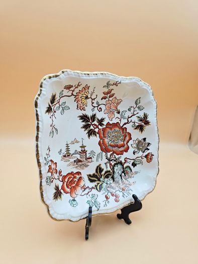 Vintage Mason's Ironstone Golden Azalea square serving dish