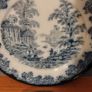 Fabulous Pair of Antique Dark Blue Flow 8 Inch Plates by Gater Hall & Co. Burslem, Staffordshire, in the Templo pattern, Circa 1907-1920 Image 2