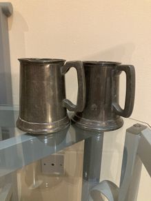 Pair of vintage Pewter Tankards