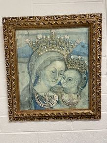 Vintage Madonna and Child Framed Picture  Gold Frame