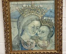 Vintage Madonna and Child Framed Picture  Gold Frame