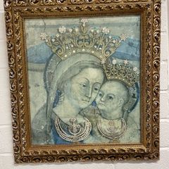 Vintage Madonna and Child Framed Picture  Gold Frame