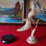 High Quality Shiny Solid Brass Eagle On A Wooden Round Black Plinth Base Image 8