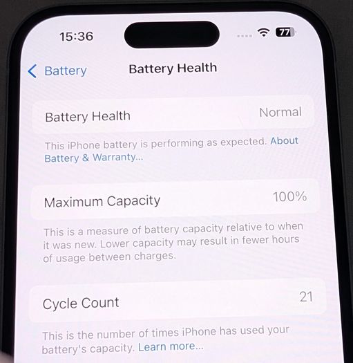 Apple iPhone 15 128GB Blue 100 Battery Health