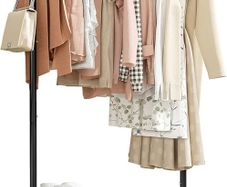 Movable Clothes Rack with Bottom Shoes Shelf, Heavy-Duty Clothing Rail for Hanging Clothes, Coats, Dresses, Clothes Rail for Bedroom, Closet, Laundry Black, 72x36x149cm