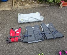 Inflatable dingy, life jackets and wetsuits
