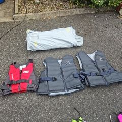 Inflatable dingy, life jackets and wetsuits