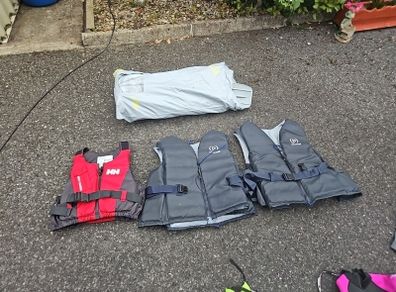 Inflatable dingy, life jackets and wetsuits