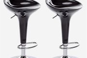 Set of 2 Modern Swivel Bar Stools Adjustable Height Kitchen Counter Chairs with Footrest Black