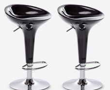Set of 2 Modern Swivel Bar Stools Adjustable Height Kitchen Counter Chairs with Footrest Black
