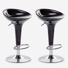 Set of 2 Modern Swivel Bar Stools Adjustable Height Kitchen Counter Chairs with Footrest Black