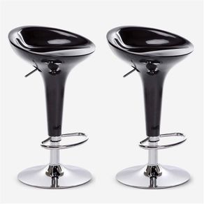 Set of 2 Modern Swivel Bar Stools Adjustable Height Kitchen Counter Chairs with Footrest Black