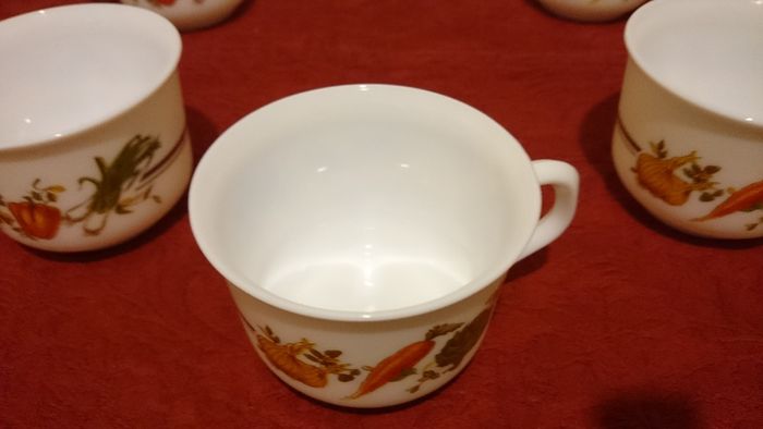 5 Piece Arcopal France Colorful Milk Glass Tea Cups
