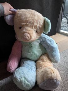 24 " Bestever Spring Mist Rainbow Pastel Patchwork Bear Stuffed Animal Plush Toy