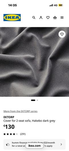 IKEA Ektorp dark grey 2 seater sofa covers