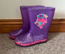 Trolls/Poppy Purple Glitter Wellies - UK 11 / EU 29