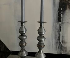 New 2 matching distressed metal candle holders with 2 new candles from Folkster