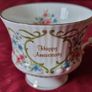Rare Elizabethan Happy Anniversary Celebration Series Fine Bone China Cabinet Tea Cup And Saucer Made in England Image 6
